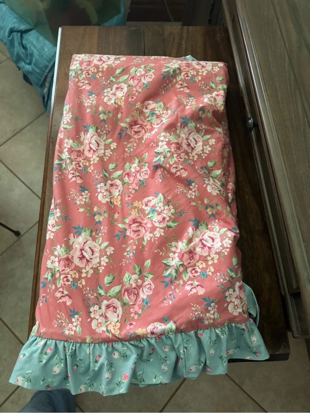 Kids Floral Blue blanket with Pink Accents